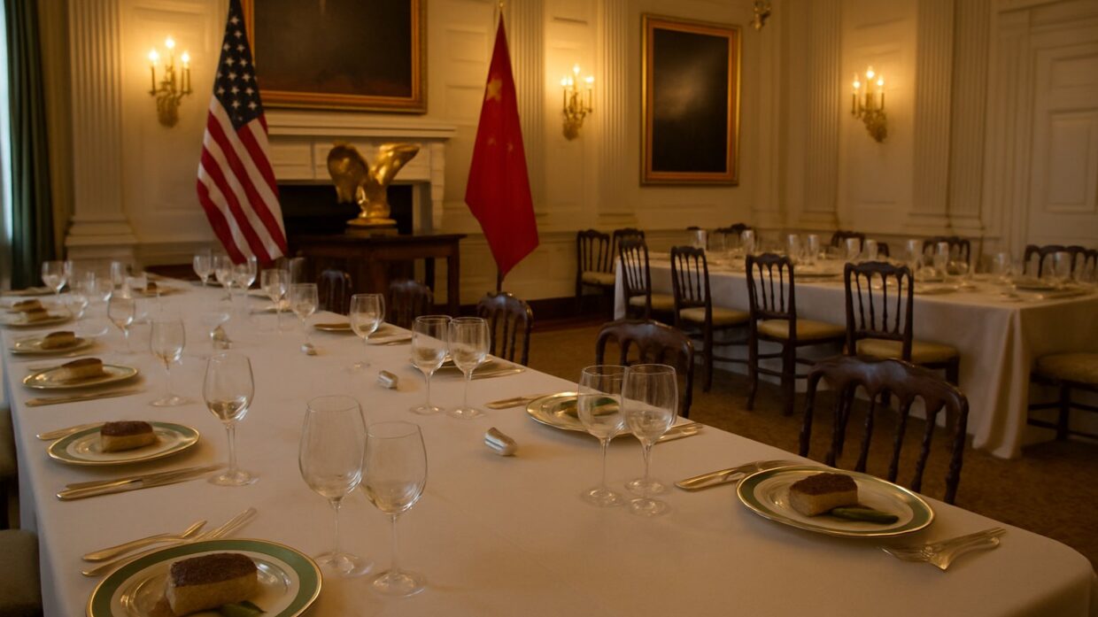 Trump hosts Xi at state dinner featuring pescatarian menu and ceremonial gifts