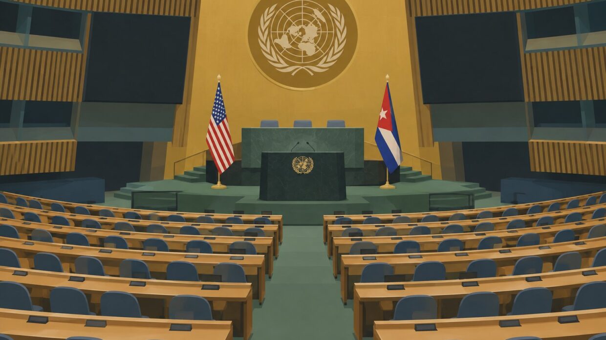 Confrontation erupts at UN as Cuban officials approach US ambassador’s podium during General Assembly speech